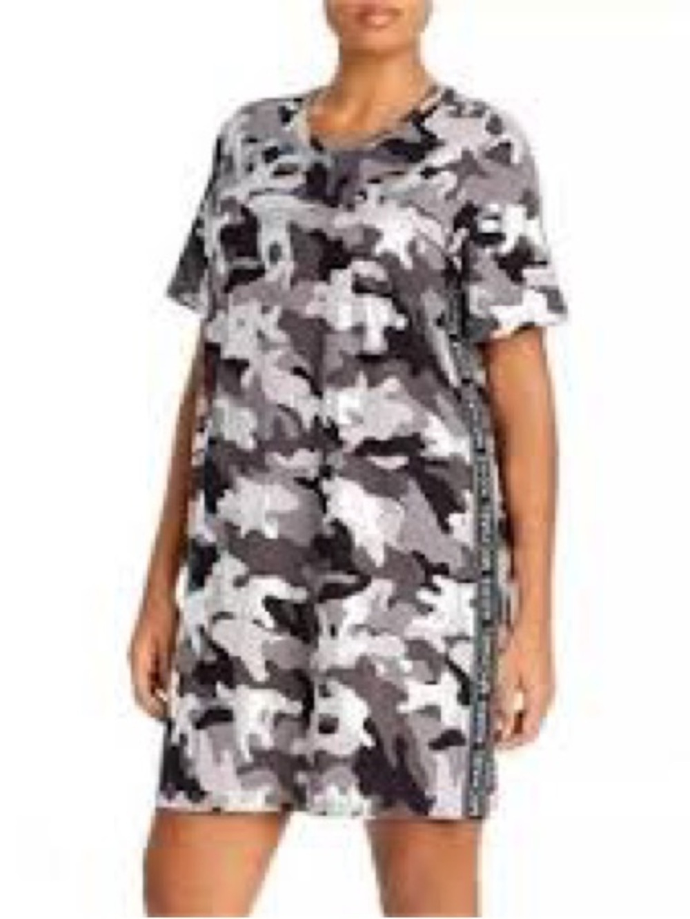 Michael Kors Black Gray White Camo Midi Dress